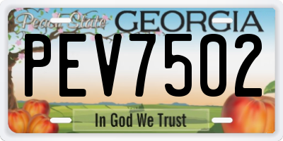 GA license plate PEV7502