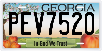 GA license plate PEV7520