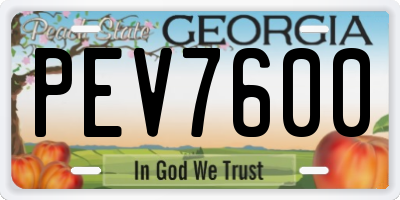 GA license plate PEV7600