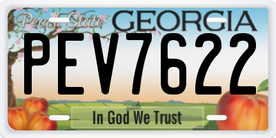 GA license plate PEV7622
