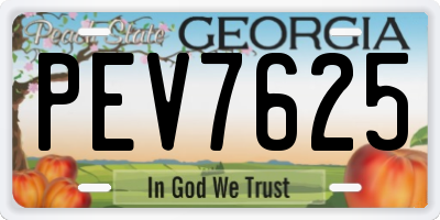 GA license plate PEV7625