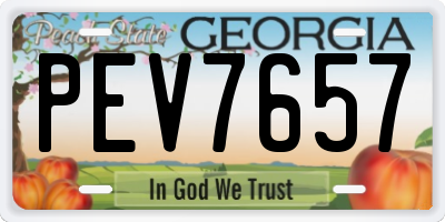 GA license plate PEV7657