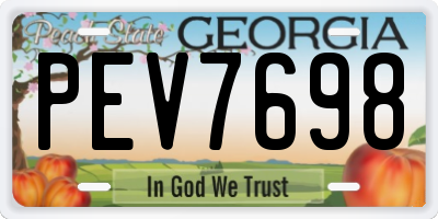 GA license plate PEV7698