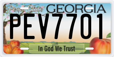 GA license plate PEV7701