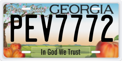 GA license plate PEV7772
