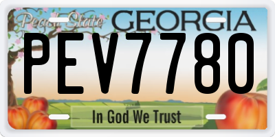 GA license plate PEV7780