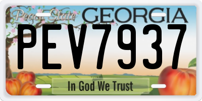 GA license plate PEV7937