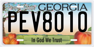 GA license plate PEV8010