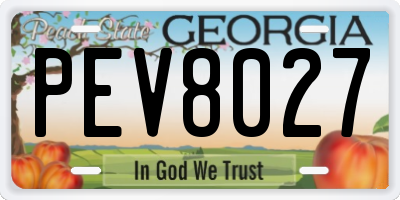 GA license plate PEV8027