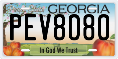 GA license plate PEV8080