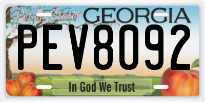 GA license plate PEV8092