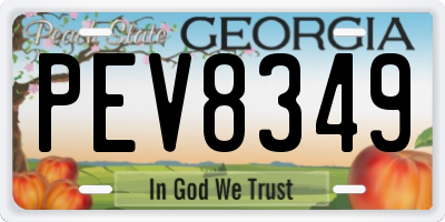 GA license plate PEV8349