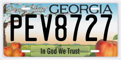 GA license plate PEV8727