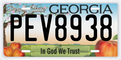 GA license plate PEV8938