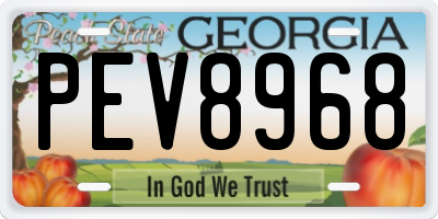 GA license plate PEV8968