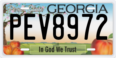 GA license plate PEV8972