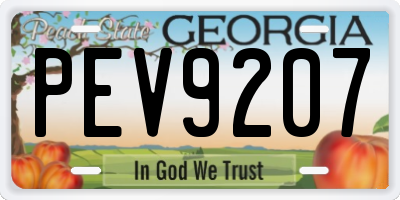 GA license plate PEV9207