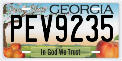 GA license plate PEV9235