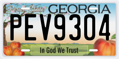 GA license plate PEV9304
