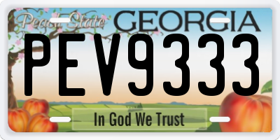 GA license plate PEV9333