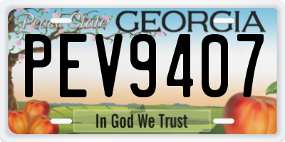 GA license plate PEV9407