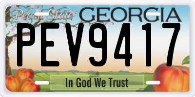 GA license plate PEV9417