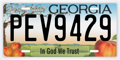 GA license plate PEV9429