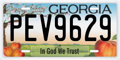 GA license plate PEV9629