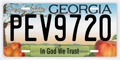GA license plate PEV9720