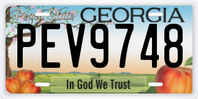 GA license plate PEV9748