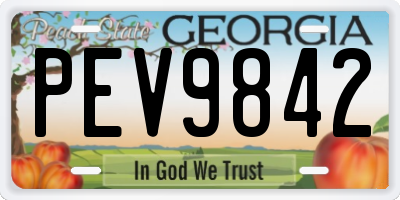 GA license plate PEV9842