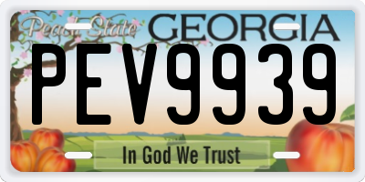 GA license plate PEV9939