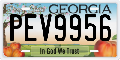 GA license plate PEV9956