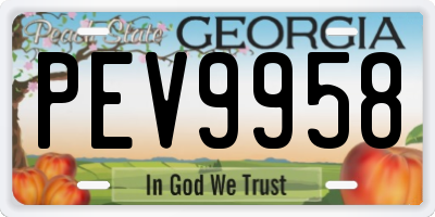 GA license plate PEV9958