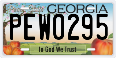 GA license plate PEW0295