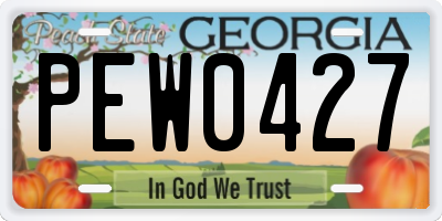 GA license plate PEW0427