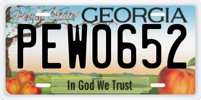GA license plate PEW0652