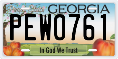 GA license plate PEW0761