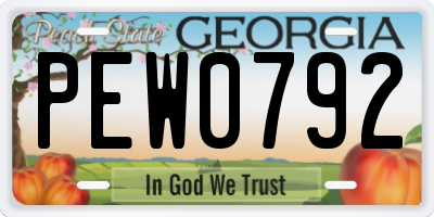 GA license plate PEW0792