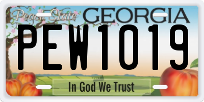 GA license plate PEW1019