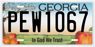 GA license plate PEW1067