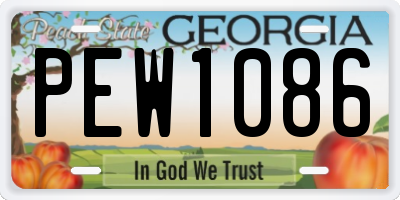 GA license plate PEW1086