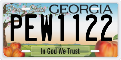 GA license plate PEW1122