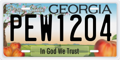 GA license plate PEW1204