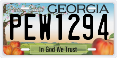 GA license plate PEW1294