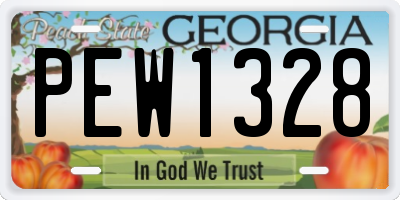 GA license plate PEW1328