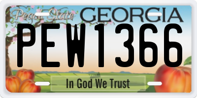 GA license plate PEW1366