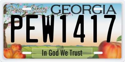 GA license plate PEW1417