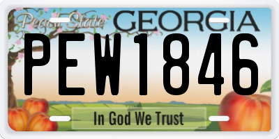 GA license plate PEW1846
