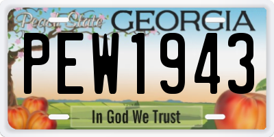 GA license plate PEW1943